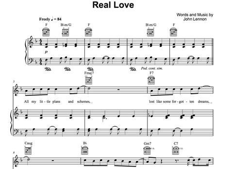 John Lennon Real Love Free Sheet Music Pdf For Piano The Piano Notes