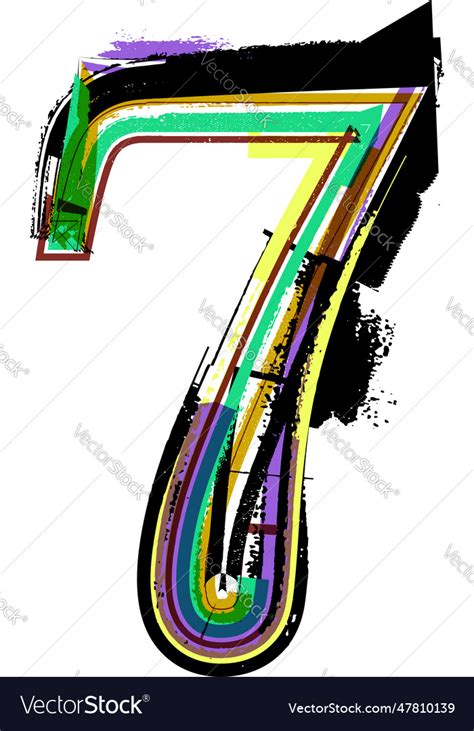Art Sketched Fonts Number Symbols Number 7 Vector Image
