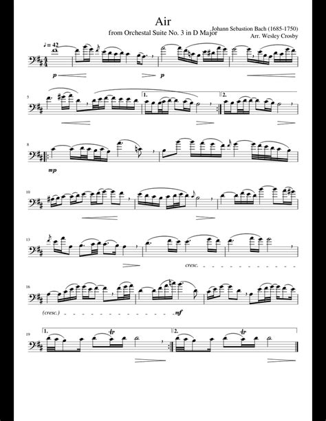 Air In D Major For Trombone Sheet Music For Trombone Download Free In