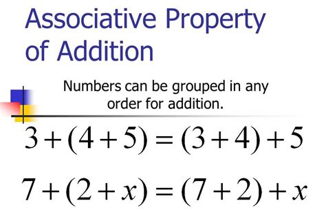 By grouping we mean the numbers which are given inside the parenthesis (). property: Associative Property Of Addition Example