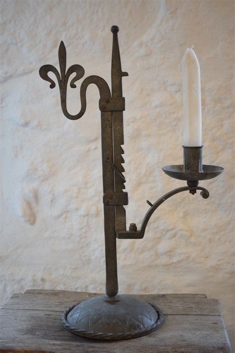 Antique Wrought Iron Adjustable Candlestick Wrought Iron Candle