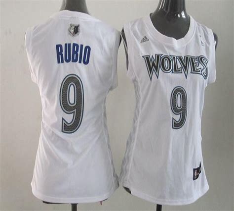 Timberwolves 9 Ricky Rubio White Women Fashion Embroidered Nba Jersey