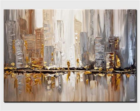 Cityscape Painting Original Abstract Acrylic Painting On Canvas By