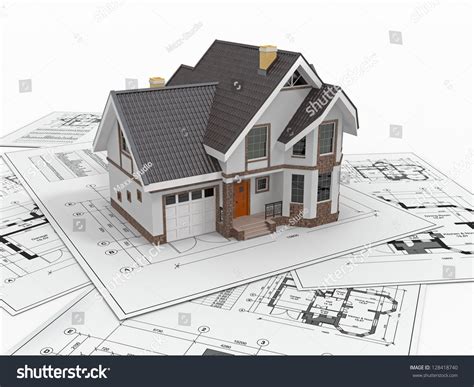 Residential House Tools On Architect Blueprints Stock Illustration