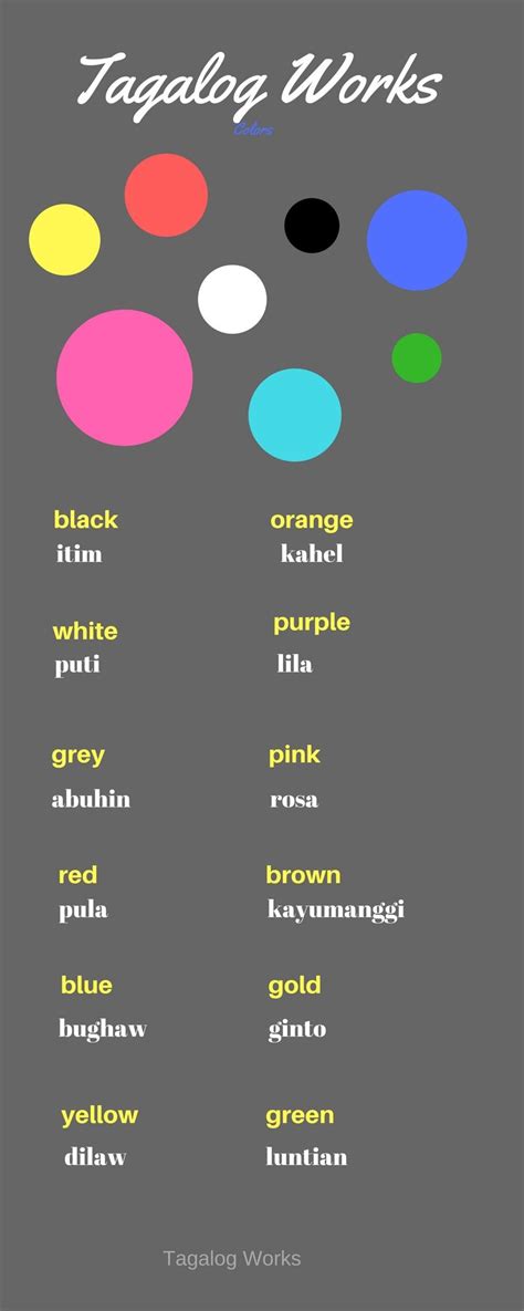 Colors In Tagalog Tagalog Tagalog Words Filipino Words