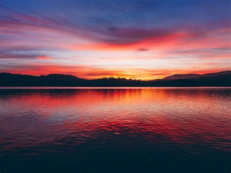 Wallpaper Lake Sunset Horizon Beautiful Desktop Wallpaper Hd Image