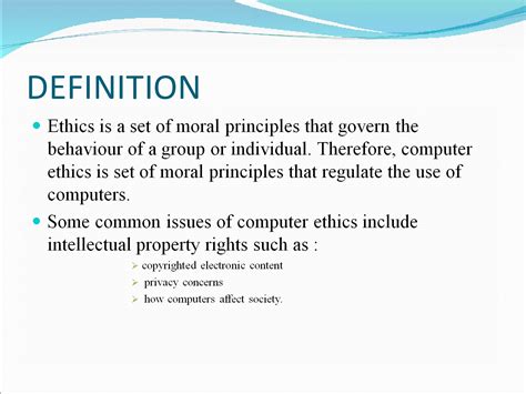The part of practical philosophy is computer ethics, the ethical decisions are related to computer technology. Zarina Aziz: computer ethics