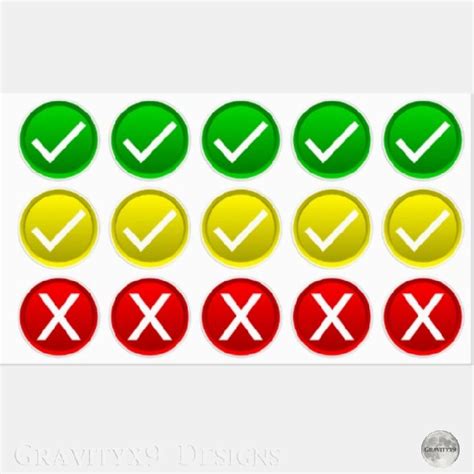 Check Mark And Red X Labels Green Sticker