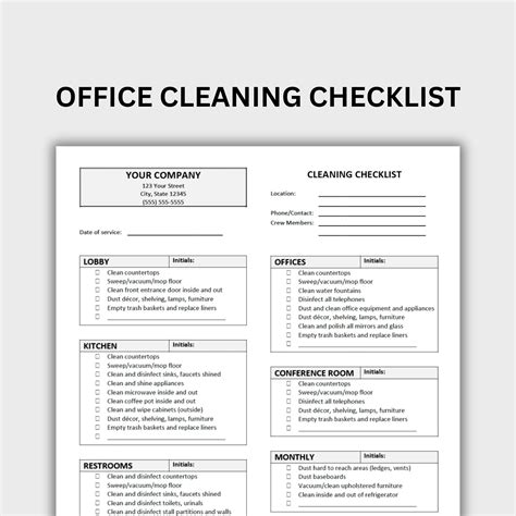 Office Cleaning Checklist Comprehensive Guide for a Clean Workspace