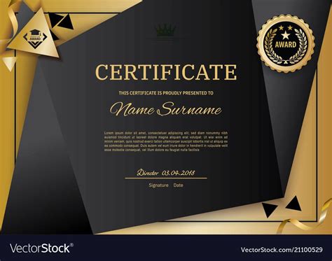 Official Black Certificate With Gold Design Vector Image On Vectorstock