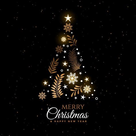 Free Vector Beautiful Christmas Tree Decorative Greeting Card Design