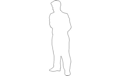 Simple Man Outline Figure Block Cad Drawing Details Dwg File Cadbull