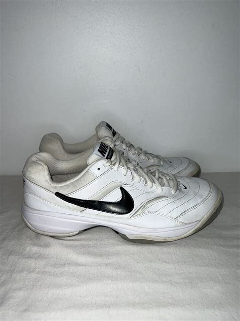 Nike Court Lite Tennis Shoes White Black Swoosh 84502 Gem