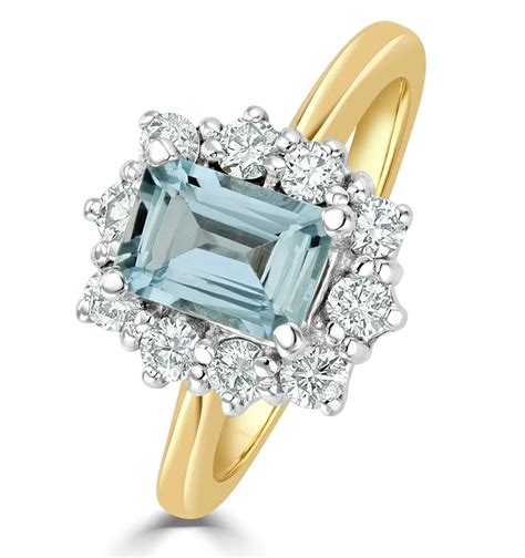 Aquamarine 085ct And Diamond 050ct 18k Gold Ring