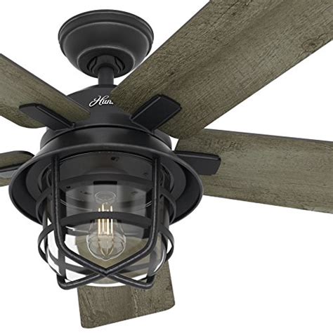 Lastly, an outdoor ceiling fan with a light bulb illuminates your porch, and since most of them come with varied dimming settings, you can adjust the light to your preference. Hunter Fan 54in Weathered Zinc Outdoor Ceiling Fan with a ...