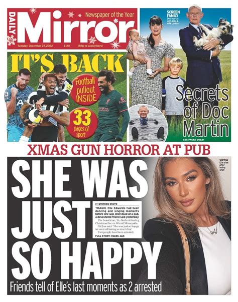 Daily Mirror Front Page 27th Of December 2022 Tomorrow S Papers Today
