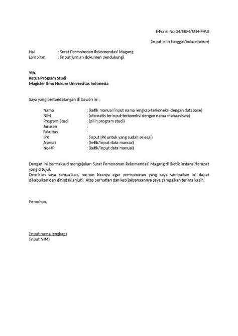 File Surat Magang Id 13728 Surat Permohonan Rekomendasi Magang