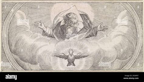 In The Clouds God The Father With Triangular Nimbus And The Holy