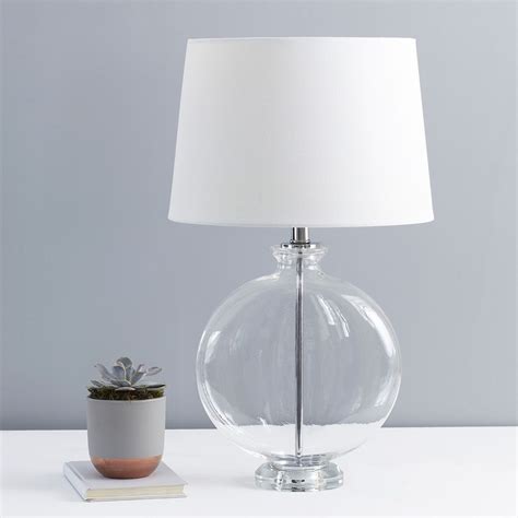 Slim Round Glass Table Lamp With White Shade Primrose Plum White