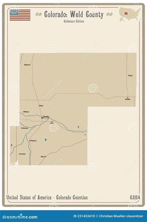 Map Of Weld County In Colorado Stock Vector Illustration Of Highway