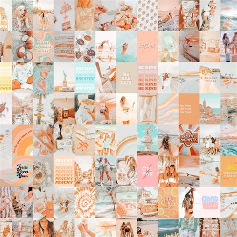 Wall Collage Kit Photos 100 Peach Beach Aesthetic Vsco Decor Etsy