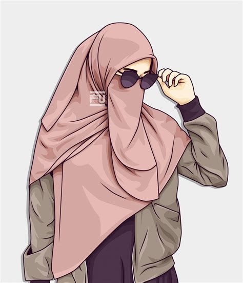 Vector Hijab Niqab Cadar Gambar Animasi Kartun Riset