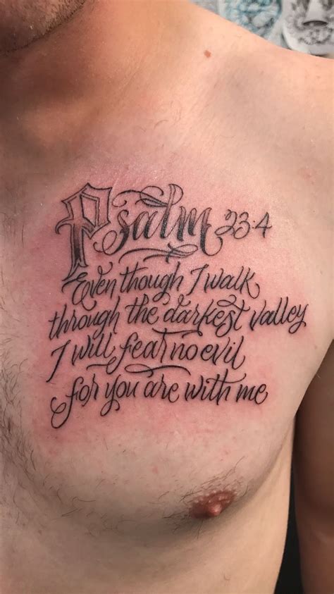 Psalms 23 Chest Tattoo