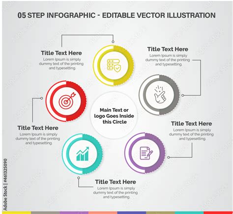 5 Steps Infographics Design Template Graph Pie Chart Banner