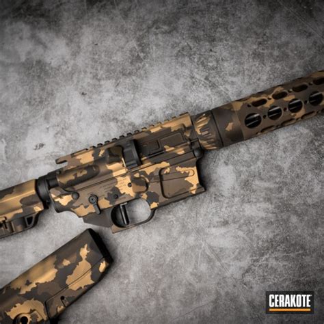 Custom Gold Camo Ar Cerakoted Using Armor Black Burnt Bronze And Gold