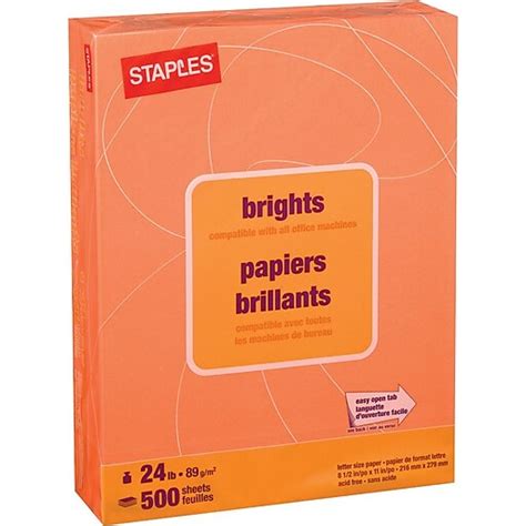Staples Brights 24 Lb Colored Paper Orange 500ream Staples