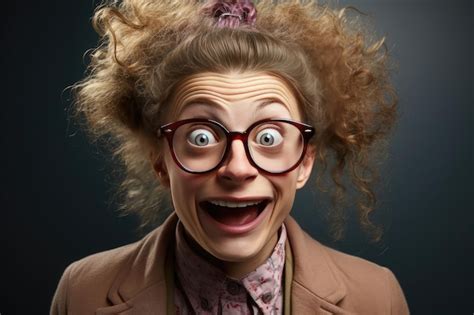 Premium Ai Image Ugly Woman With Glasses With A Surprised Face