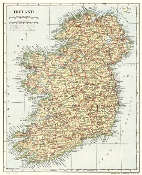 1921 Antique Ireland Map Vintage Map Of Ireland Gallery Wall Etsy