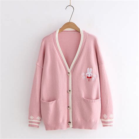 Kawaii Rabbit Japan Jk Uniform Knit Cardigan Sweater Girl School