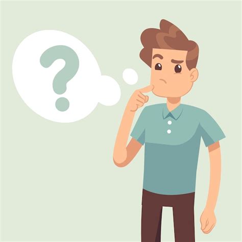 Premium Vector Cartoon Thinking Man With Question Mark In Think Bubble