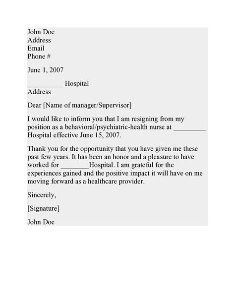 BEST Nursing Resignation Letters Samples Resignation Letters Resignation Letter Sample