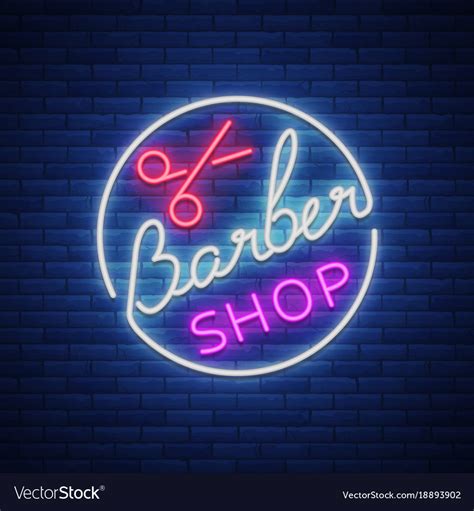 Logo A Neon Sign For A Hairdresser And Barbershop Vector Image