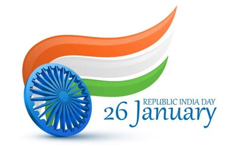 26th January Indian Republic Day Celebration Flag Creative Art White