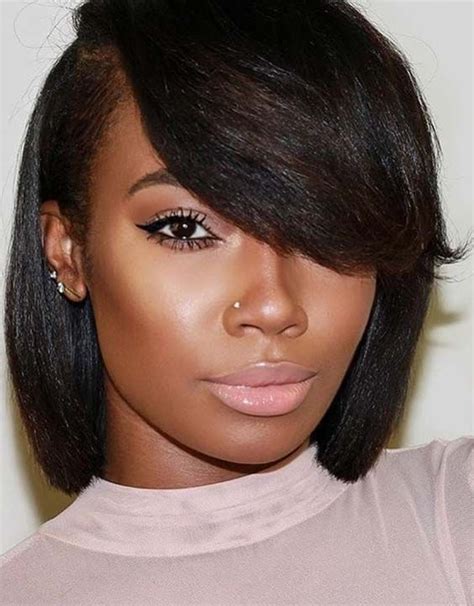 60 Best Short Bob Haircuts With Side Bangs 2018 For Black
