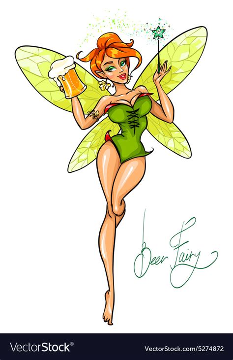 Fairy With Beer Mug Royalty Free Vector Image Vectorstock