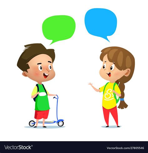 Boy And A Girl Talking To Each Other Royalty Free Vector