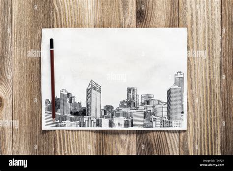 Big City Skyline Pencil Draw Stock Photo Alamy