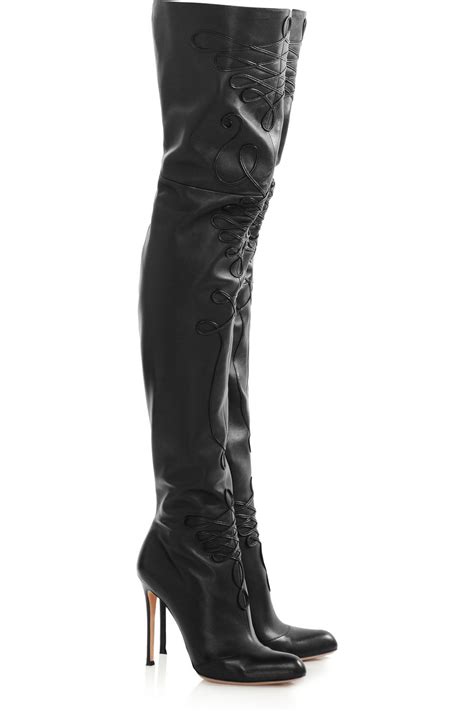 Lyst Altuzarra Embroidered Leather Thigh Boots In Black
