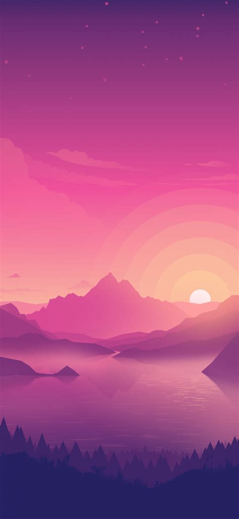 Lakeside Wallpaper 4k Pink Sky Sunset Minimal Art Nature 4584