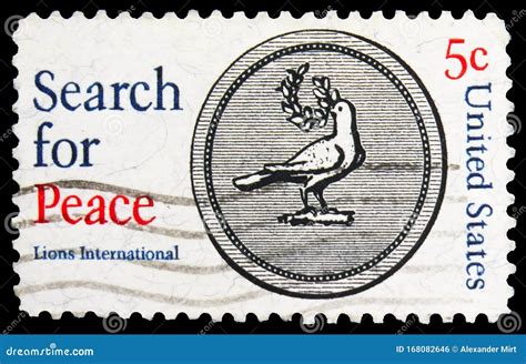 Postage Stamp Printed In United States Shows Peace Dove Search For