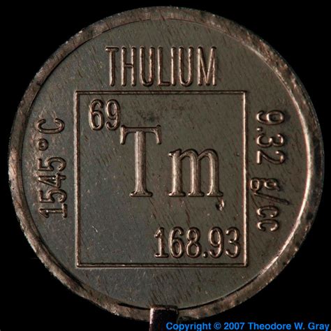 Element coin, a sample of the element Thulium in the ...