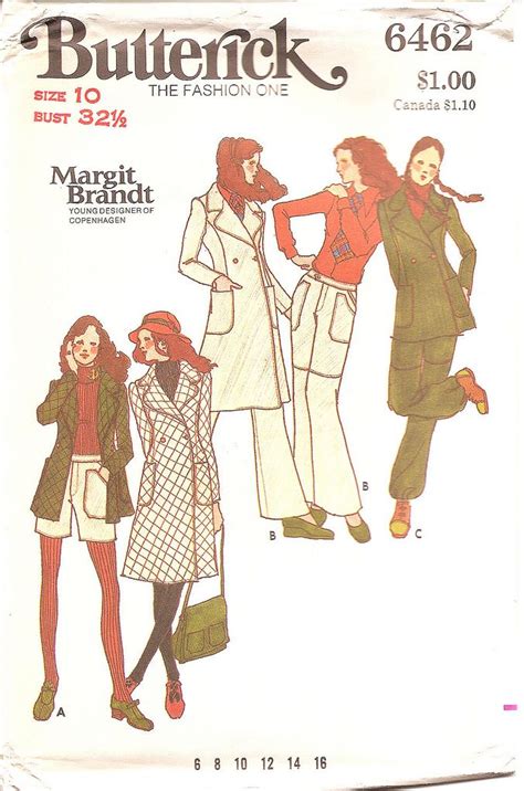 margit brandt butterick pattern for a coat pants shorts and jacket ~ retro fashion vintage