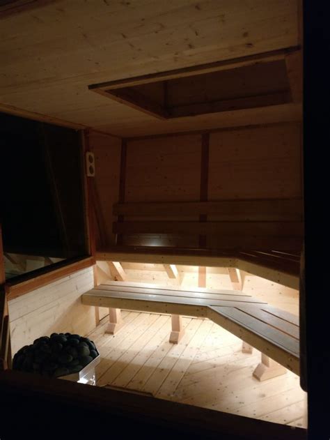 Custom Sauna Interior Spruce Wallsfloorceiling Sib Larch Benches