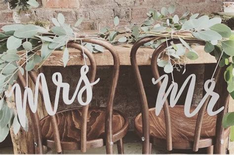 Wedding Chair Signs Mr And Mrs Sign Laser Cut Wooden Rustic Etsy
