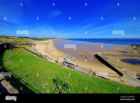 Tynemouth Long Sands Beach Wideangle Vista With Canoeists Surfers Deep
