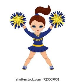 Cheerleader Blue Yellow Uniform Pom Poms Stock Vector Royalty Free Shutterstock